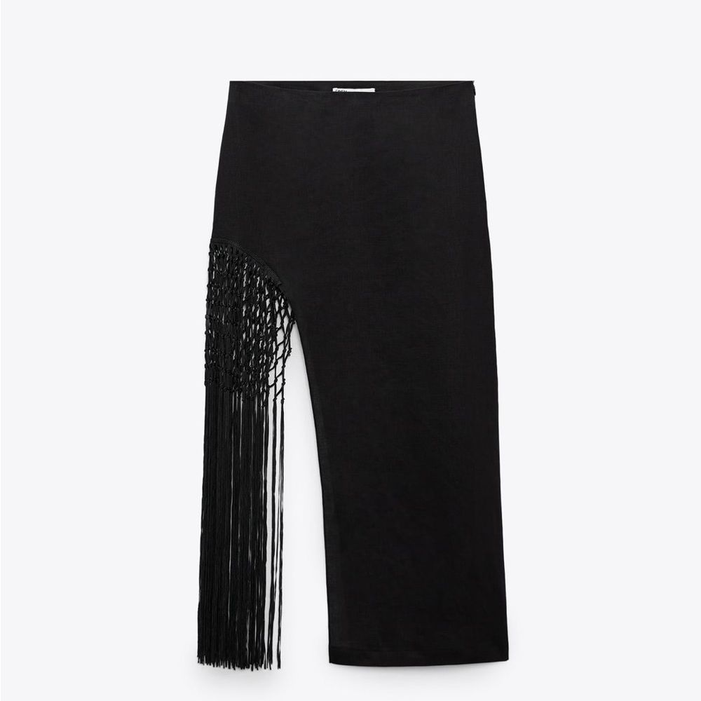 ZARA Fringed Linen Skirt